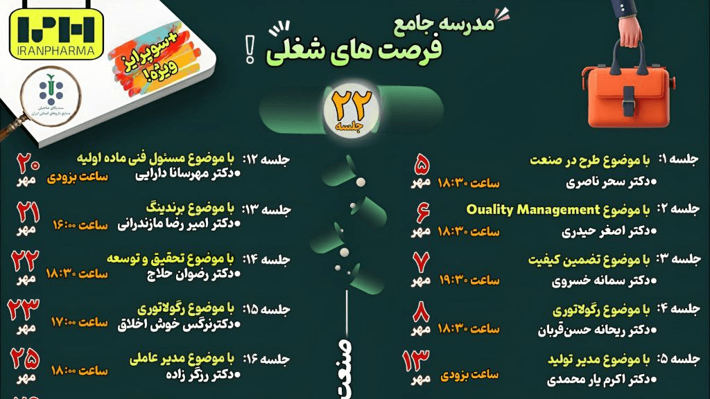 مدرسه جامع فرصت های شغلی صنعت داروسازی 